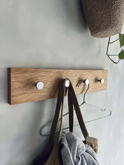 - OAK Knagerække Egetræ Med Stål Knager - 50 cm*Moudhome Outlet