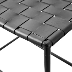 - Taburet - Soho - sort med flettet læder - 50x31cm, H42 cm*Muubs New