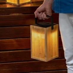 - Lanterne - Okinawa - Genopladelig med solceller og usb - Bambus^New Garden Sale