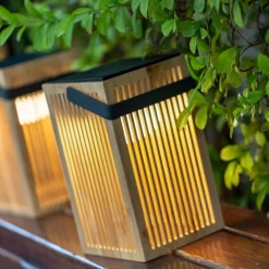 - Lanterne - Okinawa - Genopladelig med solceller og usb - Bambus^New Garden Sale