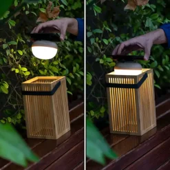 - Lanterne - Okinawa - Genopladelig med solceller og usb - Bambus^New Garden Sale