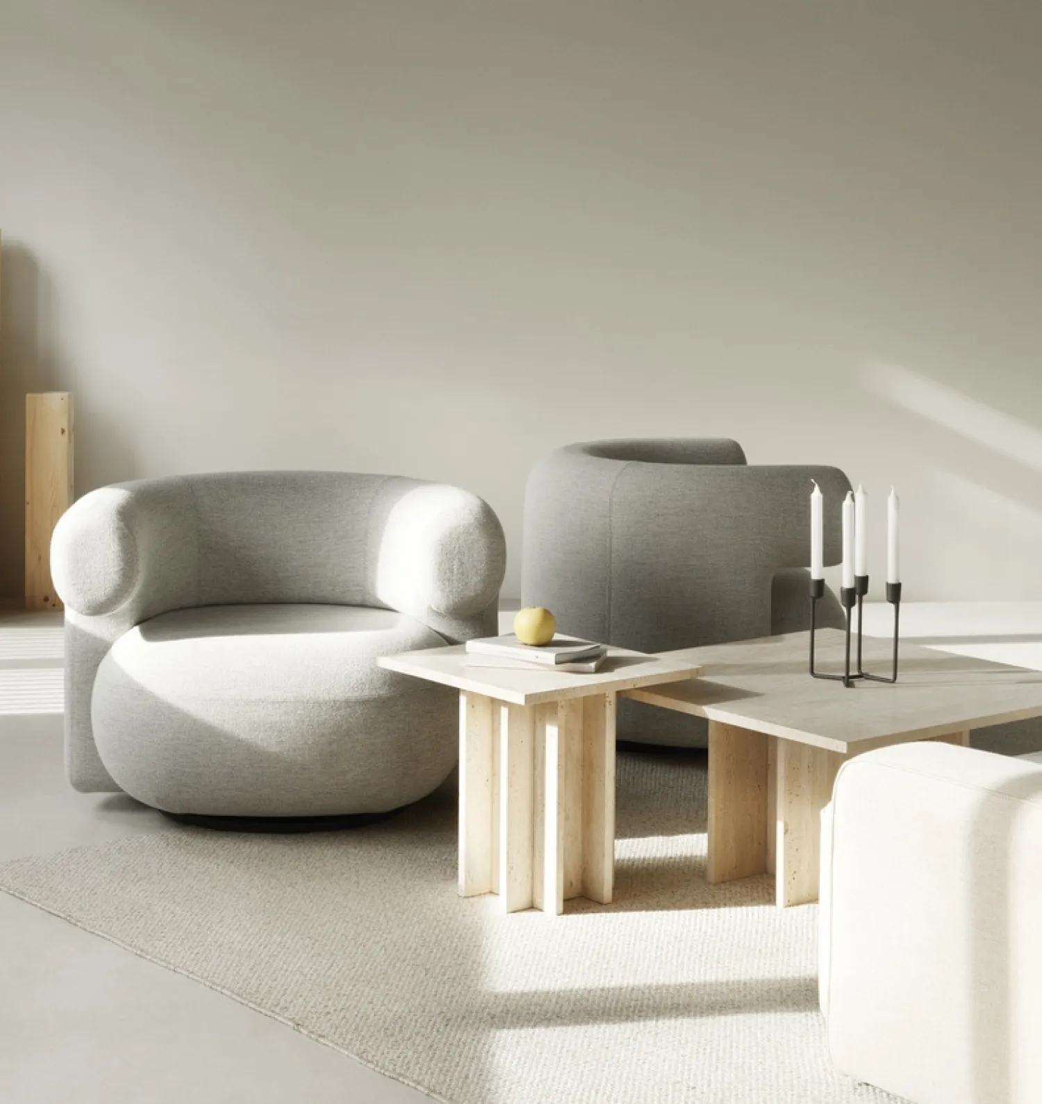 - Edge Coffee Table Large - Travertine^Normann Copenhagen