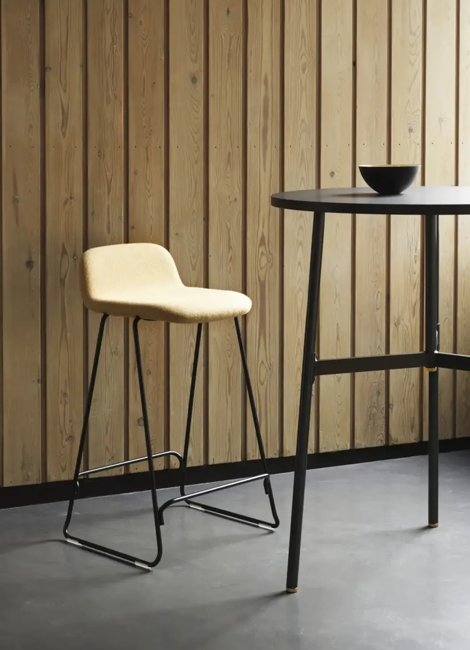 - Just Barstool 65 cm w. back Full Upholstery Black Steel*Normann Copenhagen Outlet