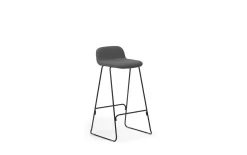 - Just Barstool 75 cm w. back Full Upholstery Black Steel^Normann Copenhagen Outlet