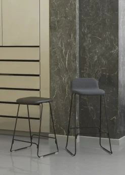 - Just Barstool 75 cm w. back Full Upholstery Black Steel^Normann Copenhagen Outlet