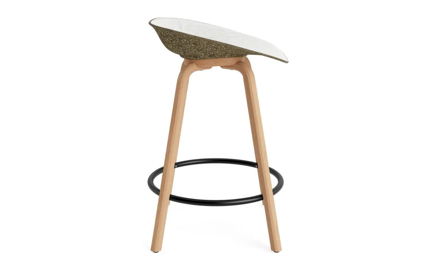 - Mat Barstool 65 cm Front Upholstery Seaweed Beech/Black - Hallingdal 110*Normann Copenhagen New