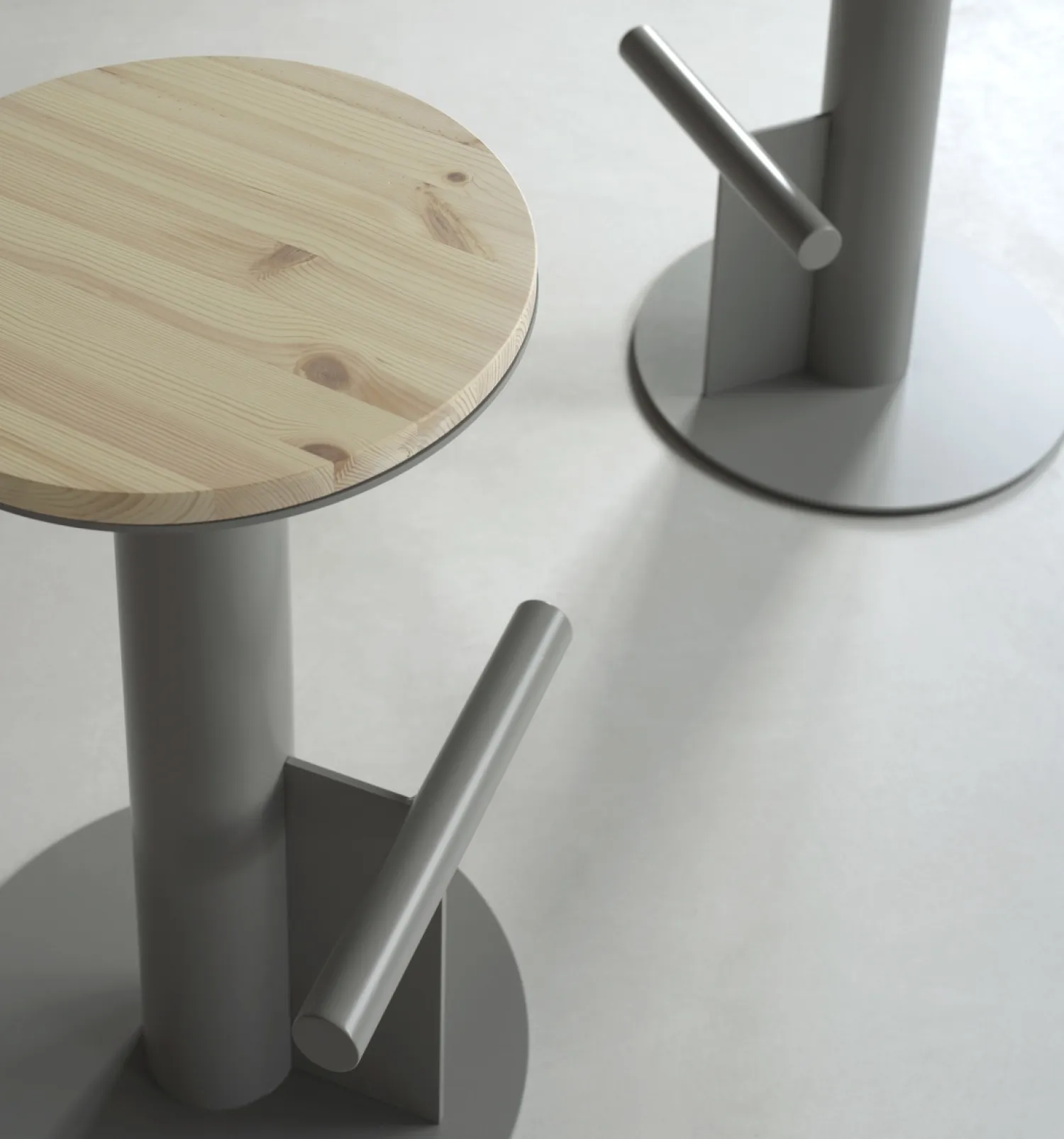 - Pole Barstool 65 cm - Pine/Grey*Normann Copenhagen
