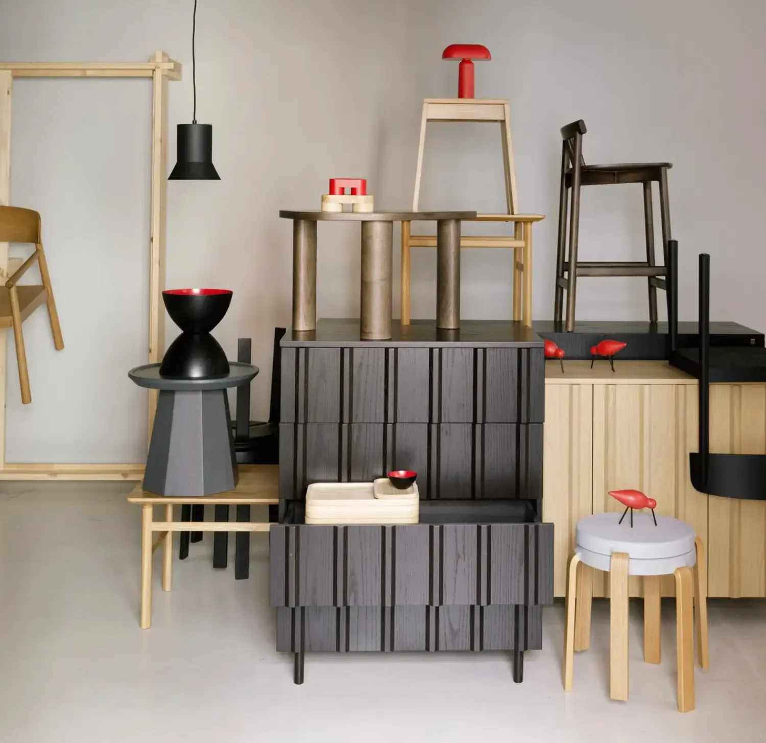 - Rib kommode m. 4 skuffer - sort*Normann Copenhagen Discount