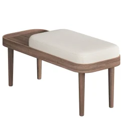 - Serena Bænk - Hvid Bouclé - Mørk eg*NovoForm New