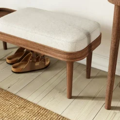 - Serena Bænk - Hvid Bouclé - Natur eg*NovoForm Discount