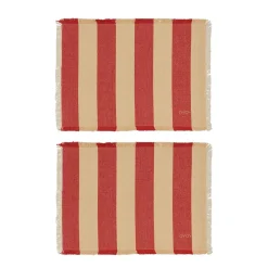 - Dækkeservietter - Toppu - 2 stk. - Rød/Hvid*OYOY Online