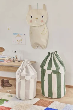- Opbevaringsposer - Saga - 2 stk. - Beige/grøn stribet*OYOY Online