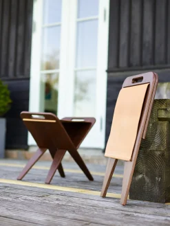 - Klaburet - Valnødde-finér, sæde kærnelæder Sort*Piet Hein Hot