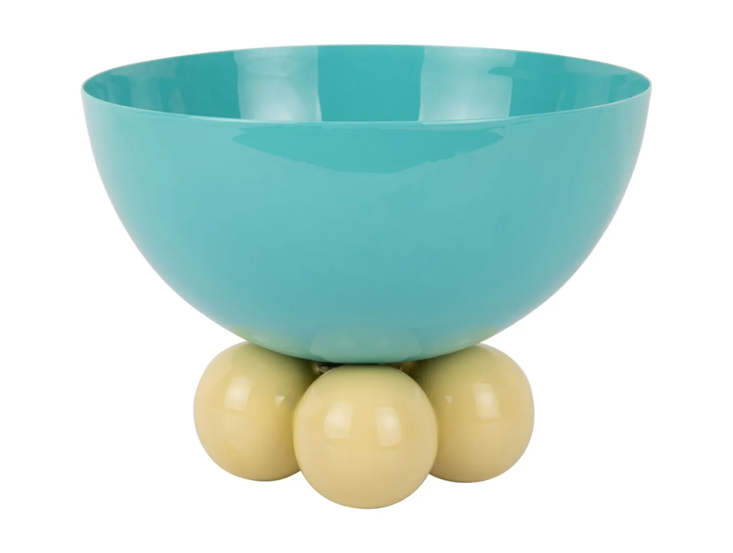 - Bowl Double Funky large turquoise blue w. soft yellow*Present time