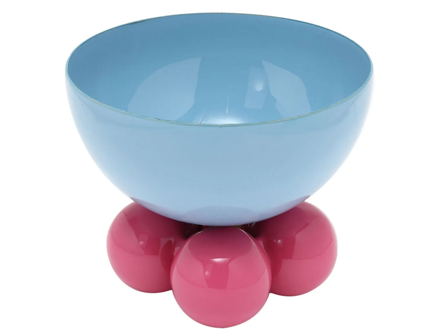 - Bowl Double Funky small soft blue w. bright pink*Present time Clearance