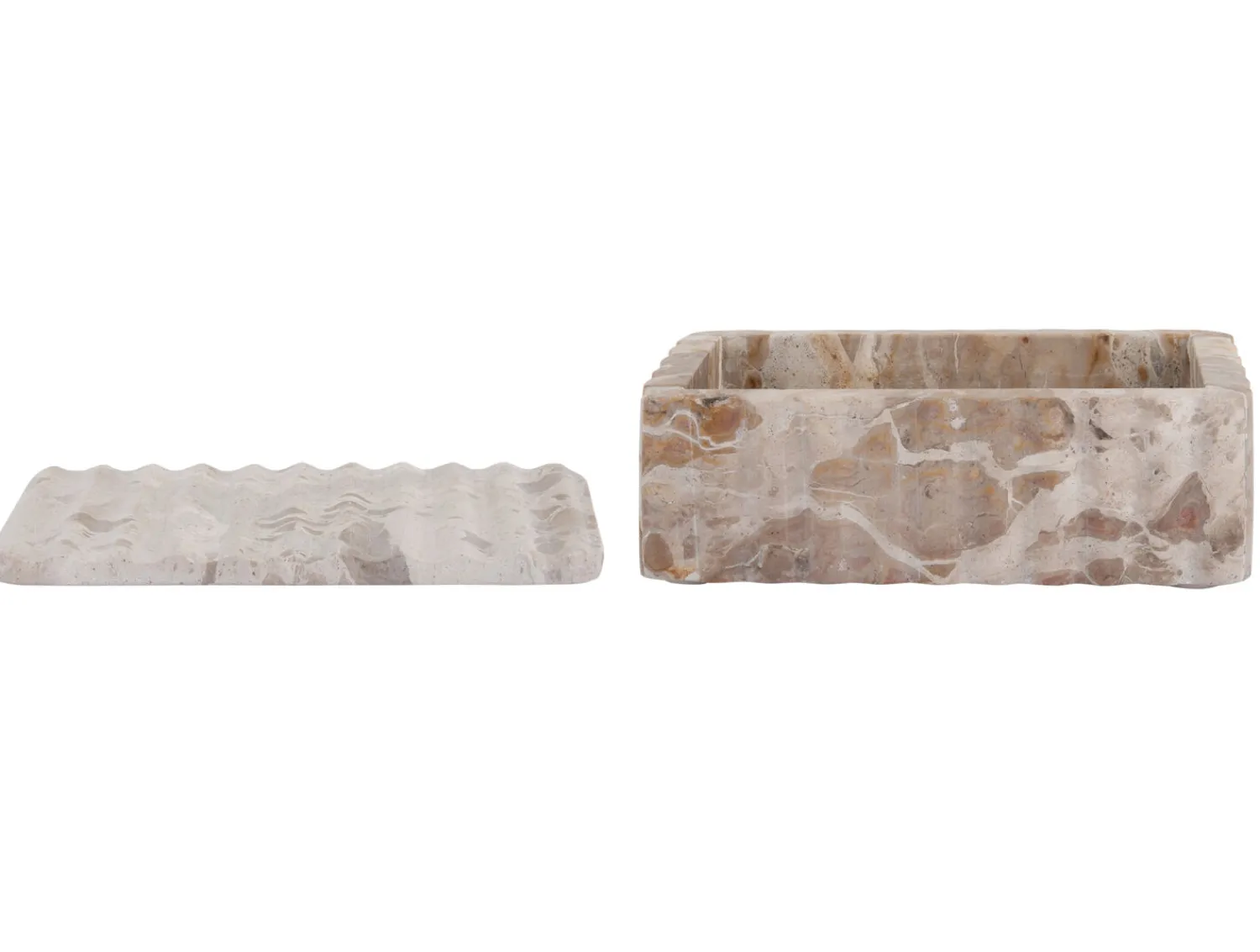 - Bowl rectangle with lid marble brown^Present time Online