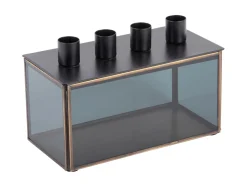 - Candle holder Boxed rectangle glass black*Present time Sale
