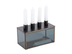 - Candle holder Boxed rectangle glass black*Present time Sale
