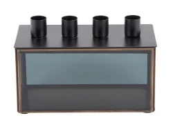 - Candle holder Boxed rectangle glass black*Present time Sale
