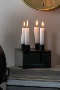 - Candle holder Boxed square glass black^Present time Clearance