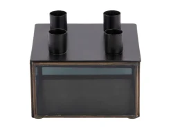 - Candle holder Boxed square glass black^Present time Clearance