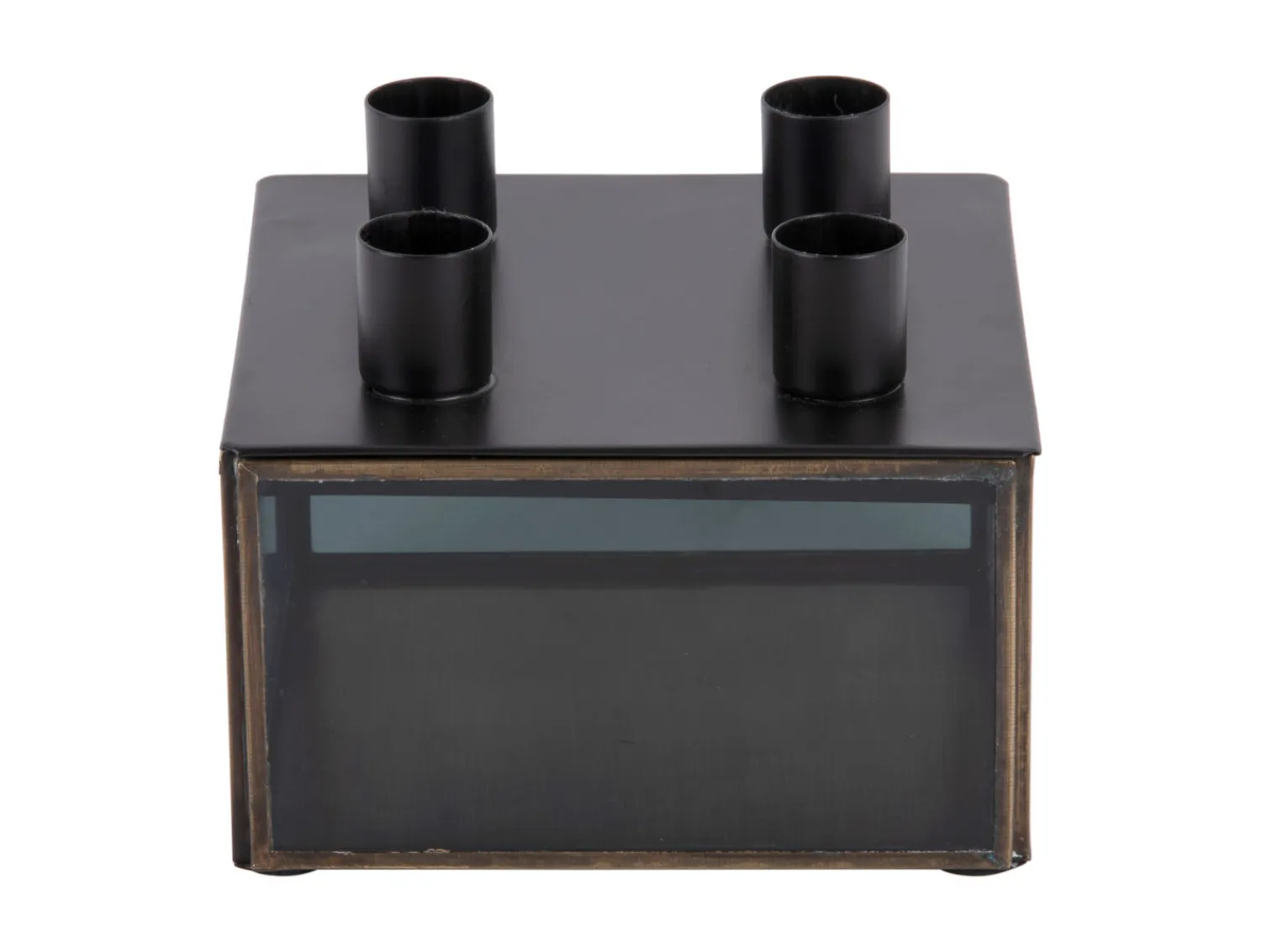 - Candle holder Boxed square glass black^Present time Clearance