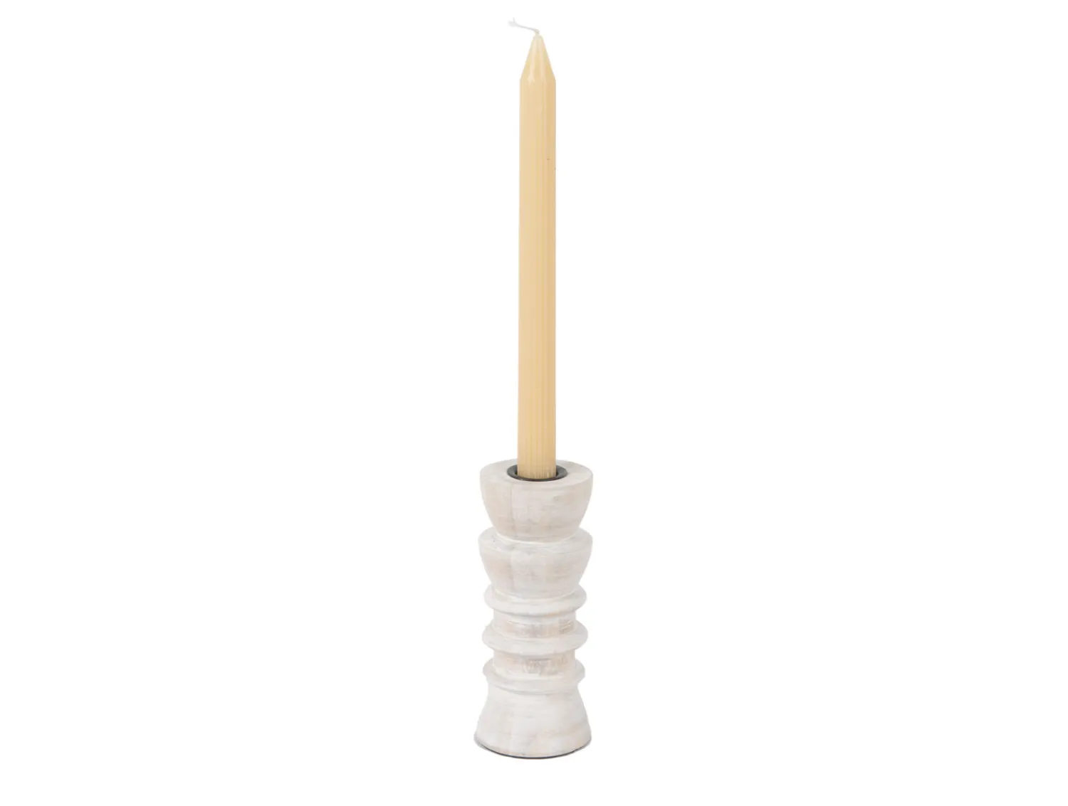 - Candle holder Modelar Small mango wood white wash^Present time