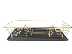 - Dish rack Linea gold plated w. matt black tray^Present time New