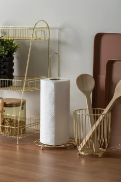 - Kitchen roll holder Wired metal gold plated*Present time