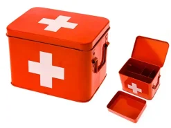 - Medicine storage box metal red w. white cross^Present time Outlet