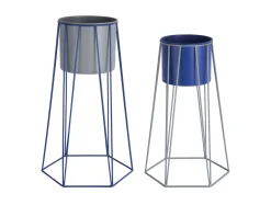 - Plant pot set Cool Retro mouse grey w. cobalt blue^Present time Discount