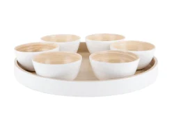- Snack tray Puro round bamboo white^Present time Hot
