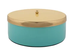 - Storage box Double Funky large turquoise blue w. soft yellow^Present time