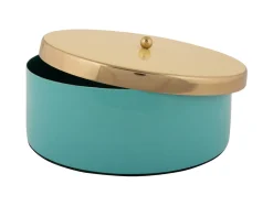 - Storage box Double Funky large turquoise blue w. soft yellow^Present time