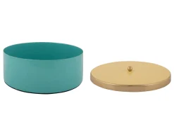 - Storage box Double Funky large turquoise blue w. soft yellow^Present time