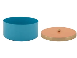 - Storage box Double Funky medium aqua blue w. peach orange*Present time Best