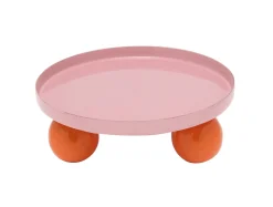 - Tray Double Funky round soft pink w. bright orange*Present time