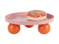 - Tray Double Funky round soft pink w. bright orange*Present time