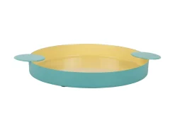 - Tray Double Funky large soft yellow w. turquoise blue*Present time Outlet