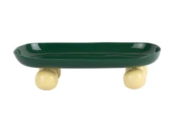 - Tray Double Funky oval retro green w. soft yellow^Present time Clearance