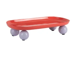 - Tray Double Funky oval large bright red w. soft purple*Present time Online