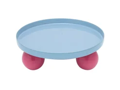- Tray Double Funky round soft blue w. bright pink^Present time Hot