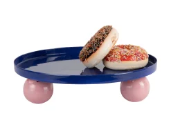 - Tray Double Funky round large cobalt blue w. soft pink*Present time