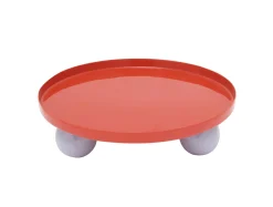 - Tray Double Funky round large bright red w. soft purple*Present time Clearance