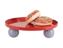 - Tray Double Funky round large bright red w. soft purple*Present time Clearance