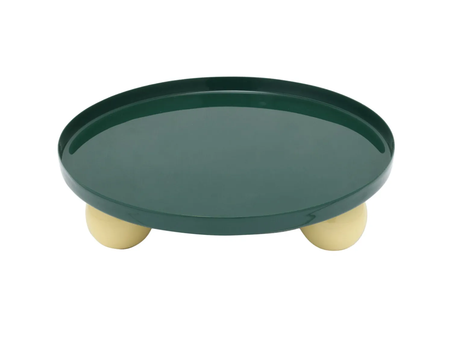 - Tray Double Funky round large retro green w. soft yellow^Present time Sale
