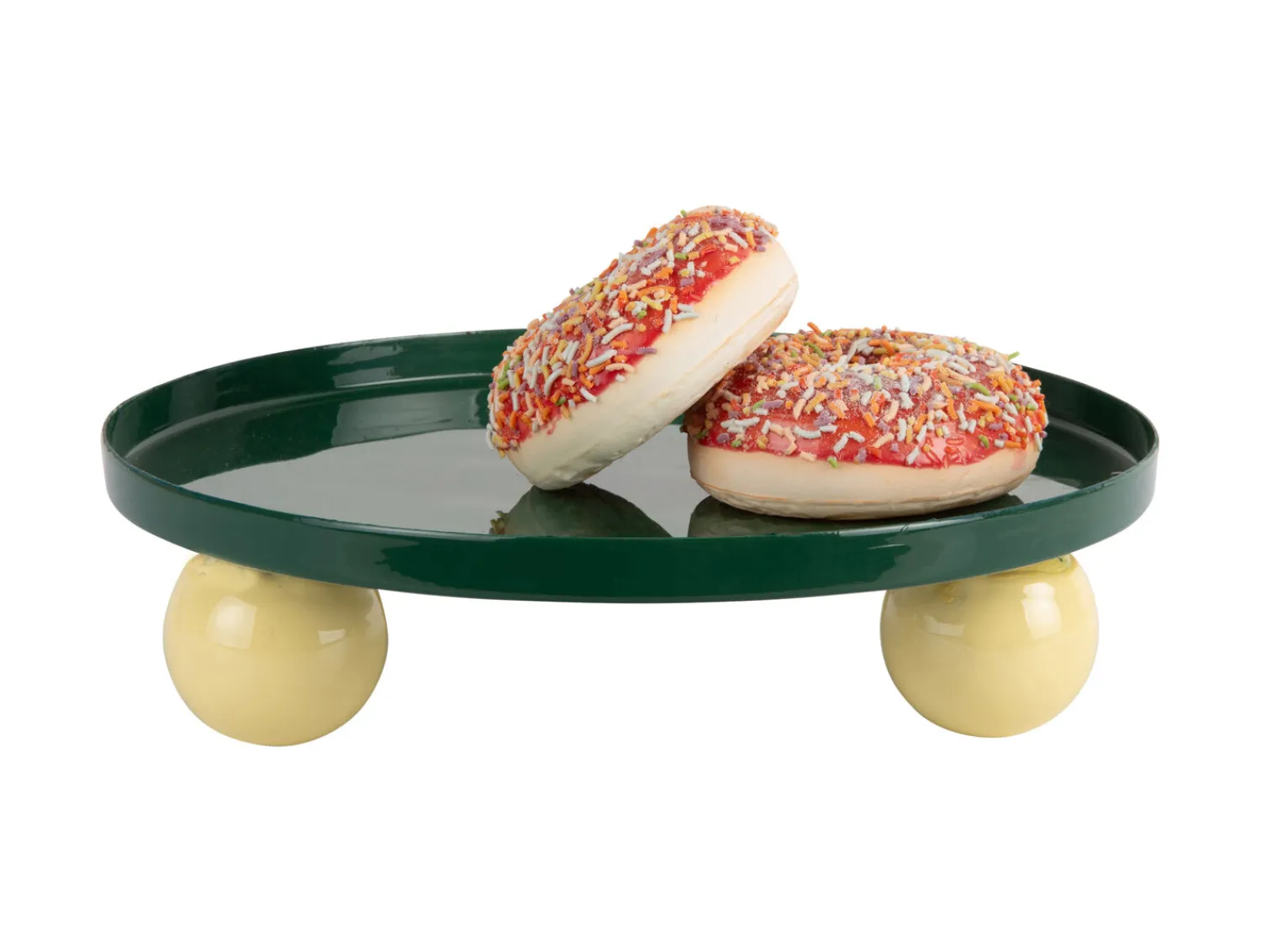 - Tray Double Funky round large retro green w. soft yellow^Present time Sale