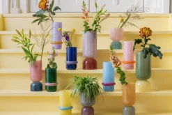 - Vase Animado Anillo large soft blue w. bright pink^Present time Hot