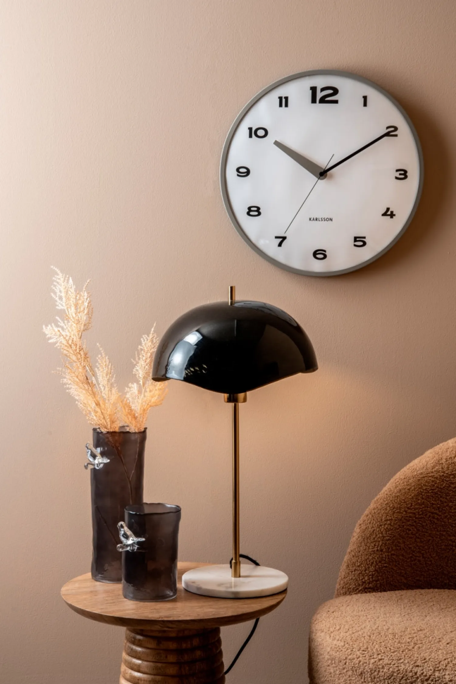 - Vase Bird On Branch large dark grey*Present time