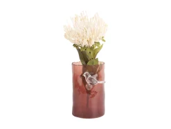 - Vase Bird On Branch small red ochre*Present time Clearance